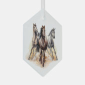 Prachtige Waterverf van wilde paarden Glas Ornament (Voorkant Rechts)