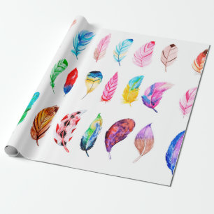 Prachtige Waterverf Veer Collectie Cadeaupapier