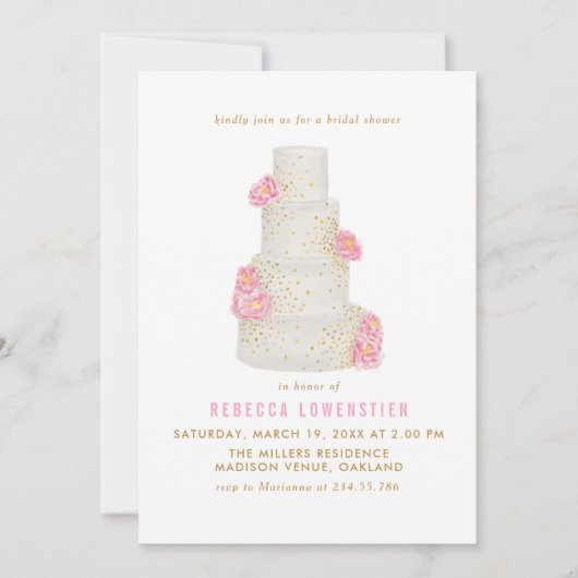 Prachtige Waterverf Wedding Cake Vrijgezellenfeest Kaart (Voorkant)