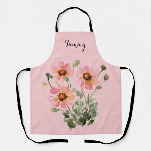 Prachtige Waterverf Wildflower Persoonlijk Apron Schort (Voorkant)