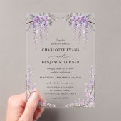 Prachtige Waterverf Wisteria Floral Garden bruilof Acryl Uitnodigingen (Insitu (Draagbaar))