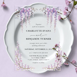 Prachtige Waterverf Wisteria Floral Garden bruilof Acryl Uitnodigingen