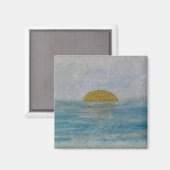 Prachtige Waterverf zon en watervierkante magneet (Voorkant / Achterkant)