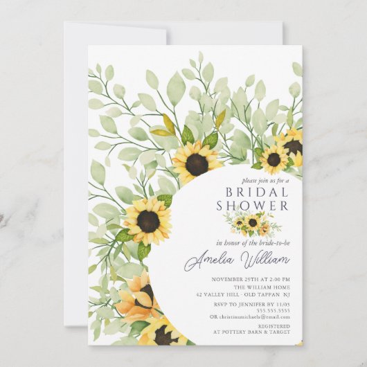 Prachtige Waterverf Zonnebloemen Vrijgezellenfeest Kaart (Voorkant)