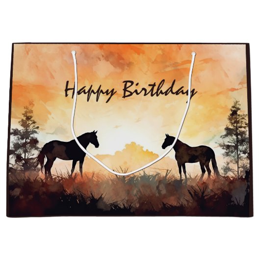 Prachtige Waterverven bij Sunset Birthday Groot Cadeauzakje (Voorkant)