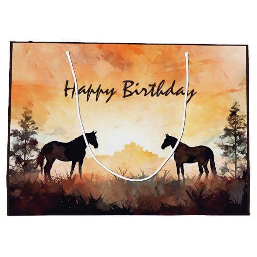 Prachtige Waterverven bij Sunset Birthday Groot Cadeauzakje (Achterkant)