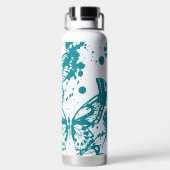 Prachtige weergave van blauw omlijnde vlinders waterfles (Achterkant)