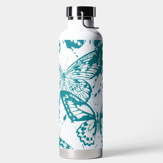 Prachtige weergave van blauw omlijnde vlinders waterfles (Links)