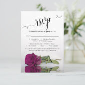 Prachtige weergave van magenta Roos Elegant Weddin RSVP Kaartje (Staand voorkant)