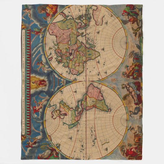 Prachtige  wereldkaart fleece deken (Voorkant)