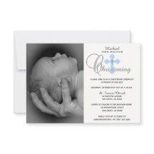 Prachtige White Blue Cross Boy PHOTO Christening