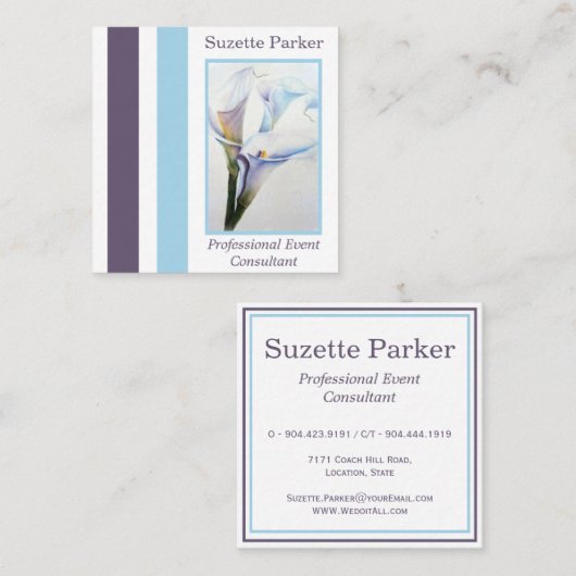 Prachtige White Calla Lilies Event Planner Vierkante Visitekaartje (Voorkant / Achterkant)