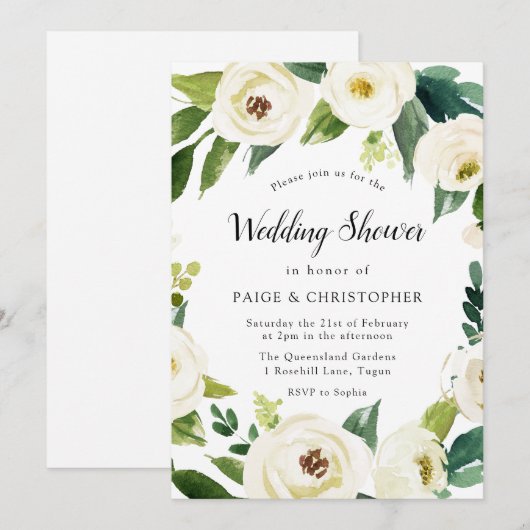 Prachtige White Flowers Couples Wedding Shower Kaart (Voorkant / Achterkant)