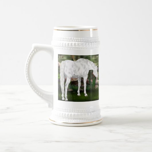 Prachtige White Horse Fantasy Scene Bierpul (Links)