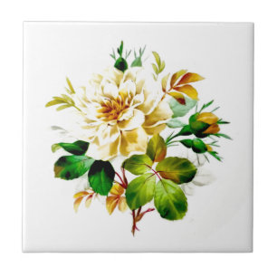 Prachtige White Rose Floral Tegeltje