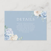 Prachtige White & Sky Blue Floral Wedding Details Informatiekaartje (Voorkant)