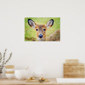 Prachtige whitetail Deer Head Waterverf Painting Poster (Keuken)