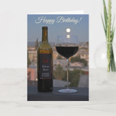 Prachtige wijn- en maan-verjaardagskaart! kaart (Voorkant)