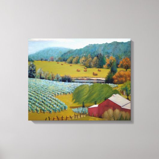 Prachtige wijngaard met kleurrijke Red Blues Yello Canvas Afdruk (Voorkant)