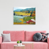 Prachtige wijngaard met kleurrijke Red Blues Yello Canvas Afdruk (Insitu (Woonkamer))