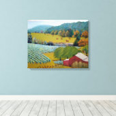 Prachtige wijngaard met kleurrijke Red Blues Yello Canvas Afdruk (Insitu (Houten vloer))