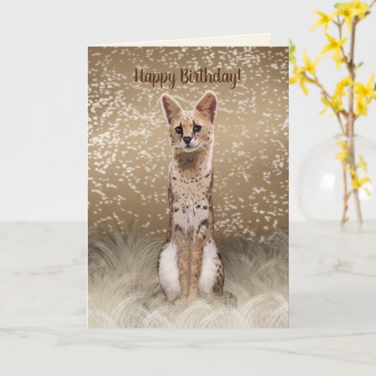 Prachtige wilde Afrikaanse serval Kaart (Gele Bloem)