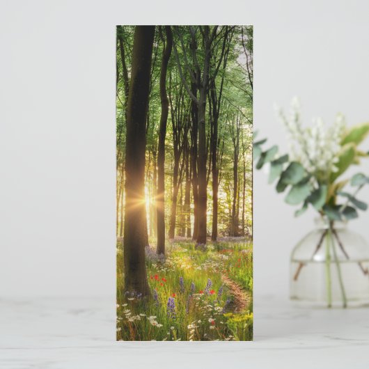 Prachtige wilde bloem bos pad & zonsopgang kaart (Staand voorkant)