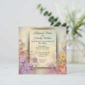 Prachtige wilde bloemen elegante bruiloft kaart (Staand voorkant)