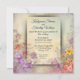 Prachtige wilde bloemen elegante bruiloft kaart