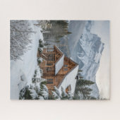 Prachtige Winter Log Cabin in de bergen Legpuzzel (Horizontaal)
