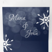 Prachtige Winter Wedding Snowflakes Bokeh Lights Drieluik Uitnodiging (Binnenzijde eerst)