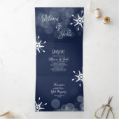 Prachtige Winter Wedding Snowflakes Bokeh Lights Drieluik Uitnodiging (Binnen)