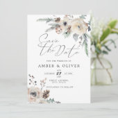 Prachtige winterbloemen sparen de datum uitnodigin kaart (Staand voorkant)