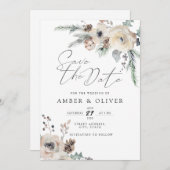 Prachtige winterbloemen sparen de datum uitnodigin kaart (Voorkant / Achterkant)