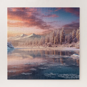 Prachtige winterse natuur legpuzzel