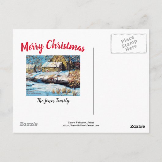 Prachtige wintersneeuw Afbeelding kerstKaart Briefkaart (Achterkant)