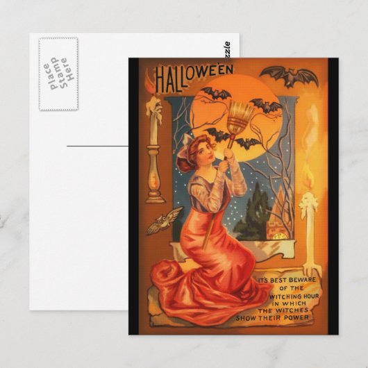 Prachtige Witch Halloween Greeting Briefkaart (Voorkant / Achterkant)