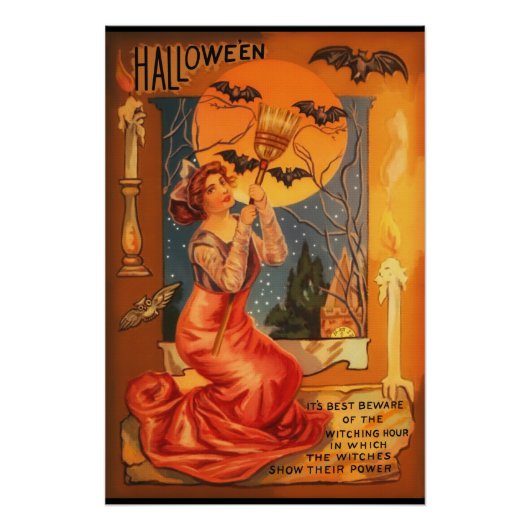 Prachtige Witch  Halloween Greeting Perfect Poster (Voorkant)