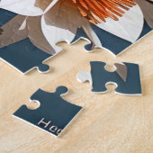 Prachtige witte besneeuwde uil botanisch legpuzzel (Zijkant)