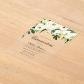 Prachtige witte bloemen Quinceanera 15e verjaardag Acryl Uitnodigingen (Laagn)