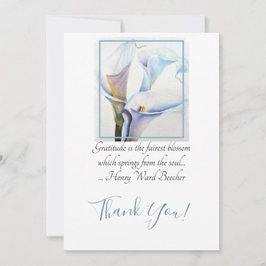 Prachtige witte Calla Lilies in Waterverf Bedankkaart (Voorkant)
