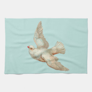 prachtige witte dove afdruk theedoek