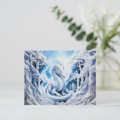 Prachtige witte drakenfantasie briefkaart (Staand voorkant)