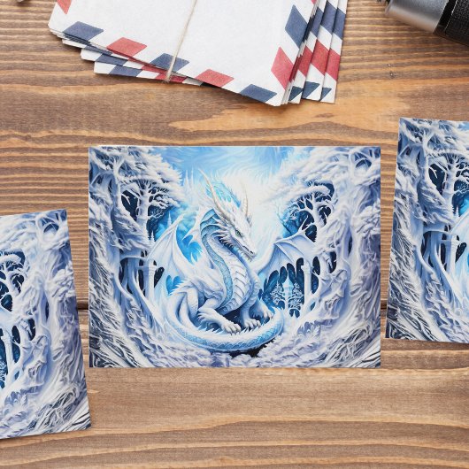Prachtige witte drakenfantasie briefkaart