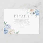 Prachtige witte en blauwe bloemen bruiloft details informatiekaartje (Voorkant)