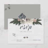 Prachtige witte en perzik bloemige pioenrozen RSVP kaartje (Voorkant / Achterkant)