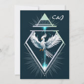 Prachtige witte fantasie feniks. kaart (Achterkant)