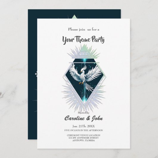 Prachtige witte fantasie feniks. kaart (Voorkant / Achterkant)