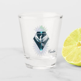 Prachtige witte fantasie feniks. shot glas