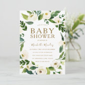 Prachtige witte flora met neutraal Baby shower Kaart (Staand voorkant)
